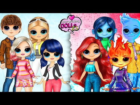 Wednesday, Enid, Marinette, Chloe se convierten en Elemental y Teenage Kraken -Manualidades de Papel