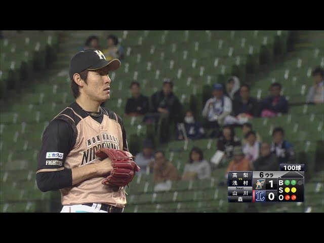 【6回裏】ファイターズ・高梨 外角いっぱいのストレートで6奪三振!! 2018/4/18 L-F