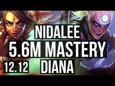 NIDALEE vs DIANA (JNG) | 5.6M mastery, 6/1/15, 1300+ games, Dominating | KR Master | 12.12