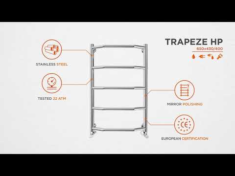 Водяной полотенцесушитель Mario Трапеция HP 1.3.2800.01.P (4820111351787, 650x430, хром/сатин/белый глянец/черный матовый/золото/бронза)