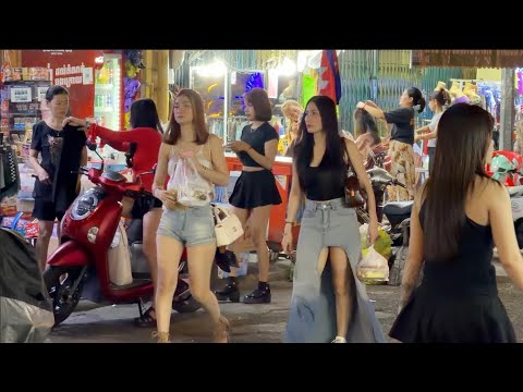 Cambodia Nightlife Phnom Penh Night Street Walking Tour 4K