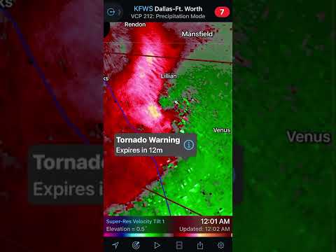 Tornado Vortex Signature near Alvarado,TX (4/4/22)
