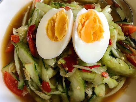 How to make spicy Cucumber Salad with Boiled Egg