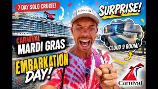 Solo Cruise with me on the Carnival Mardi Gras! Embarkation Day and Cloud 9 Cabin Tour + More!