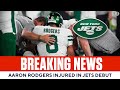 Aaron Rodgers CARTED OFF with injury during first drive of Jets debut | CBS Sports
