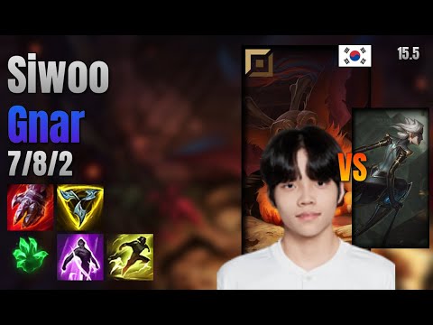 Siwoo Top Gnar vs Camille lol KR solo rank Full Game 15.5 | 시우 나르 vs 카밀
