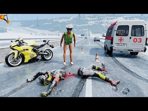 LAST MOTO SEASON! CRASHED ON BLACK ICE | BeamNG.drive