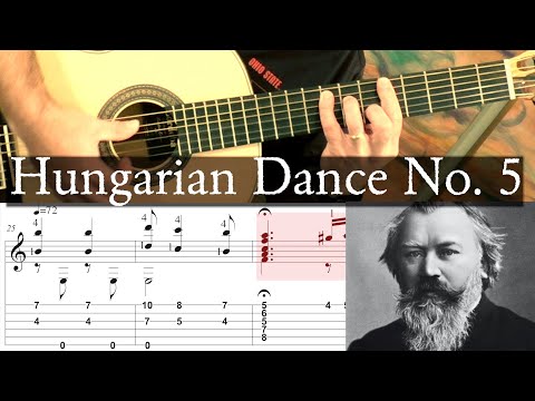 HUNGARIAN DANCE NO. 5 - Brahms - Full Tutorial with TAB - Fingerstyle Guitar