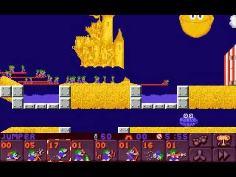 DOS Lemmings 2: The Tribes Beach 9 Sand Blaster