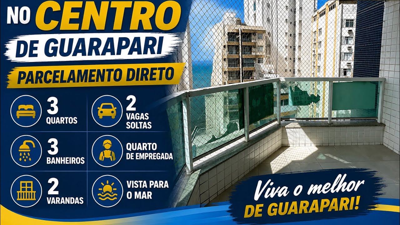Apartamento 3 quartos e 2 vagas de garagem no Centro