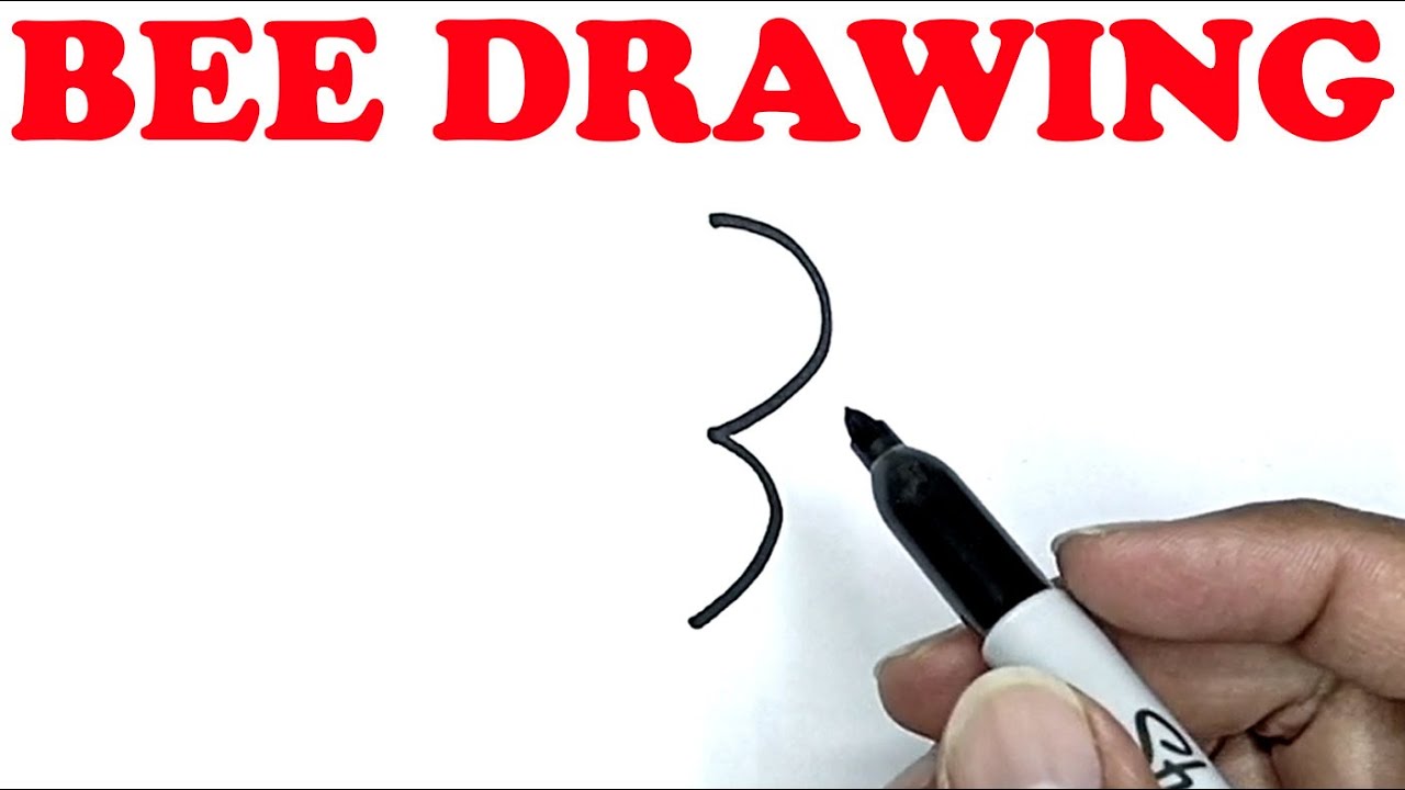 How To Draw A Bee With Numbers With Number 3 | Simple Drawing Tutorial