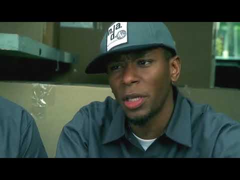 Audience-focused trailer frame suggesting the marketing of Next Day Air and its soundtrack