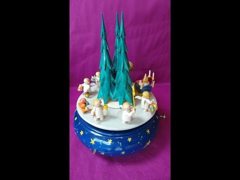 Wendt & Kühn Erzgebirge uralt Engelszug mit Tannenbaum Weihnachtszug Spieluhr Spieldose Weihnachten