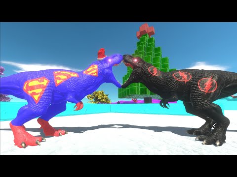 SUPERMAN SANTA T REX WINTER DEATH RUN - Animal Revolt Battle Simulator