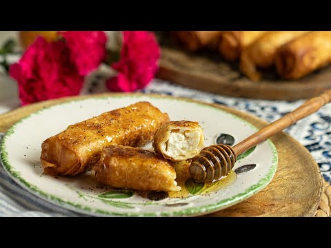 Make this Greek Appetizer with 2 Ingredients!! Feta & Phyllo Saganaki Rolls