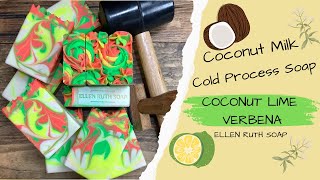 Making 🥥 COCONUT LIME VERBENA 💚 Cold Process Soap w/ Coconut Milk | Ellen Ruth Soap