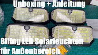 Biling Solarleuchten für Außenbereich LED mit Lichtreflektor IP65 wasserdicht unboxing und Anleitung