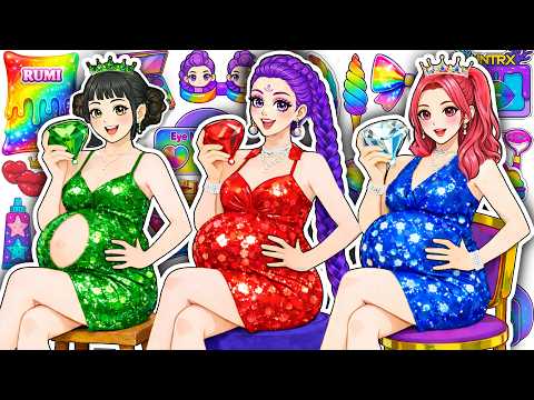 🌸Paper DIY🌸KPOP DEMON HUNTERS Rumi Zoey Mira  Mommy Emerald vs Ruby vs Diamond Skincare + Makeup 💄