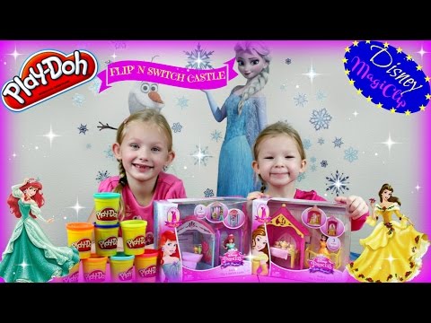 Play-Doh MagiClip Princess Belle Flip 'N Switch Castle MagiClip Disney Princess Ariel Doll Video