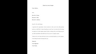Thank You Letter After Interview Sample