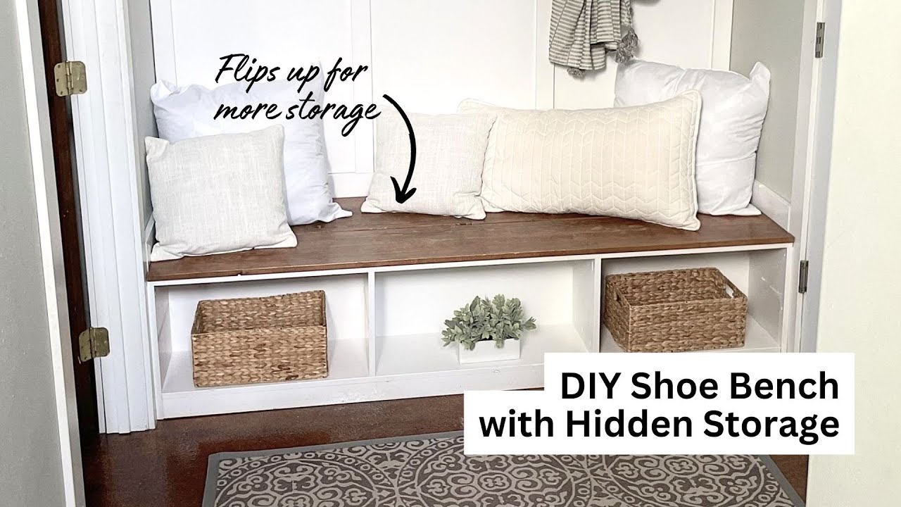 DIY Mudroom Bench with SECRET STORAGE!!!