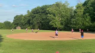 Softball Raelene  sliding into  second base