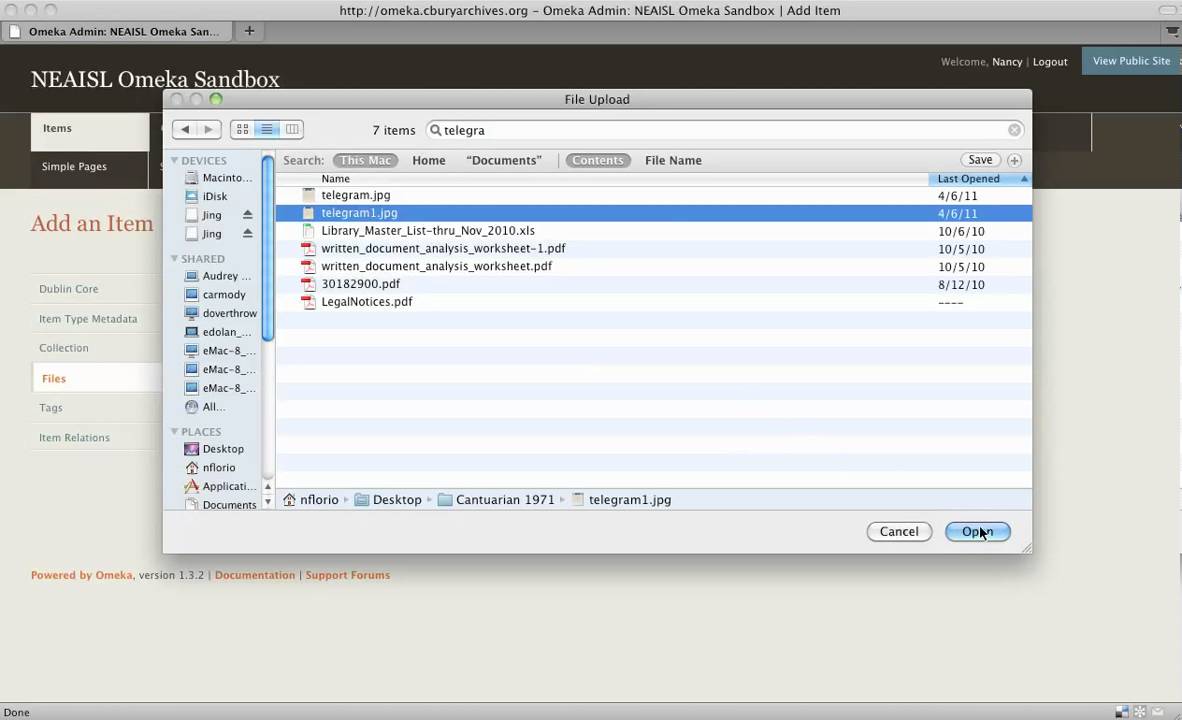Adding an Item to Omeka