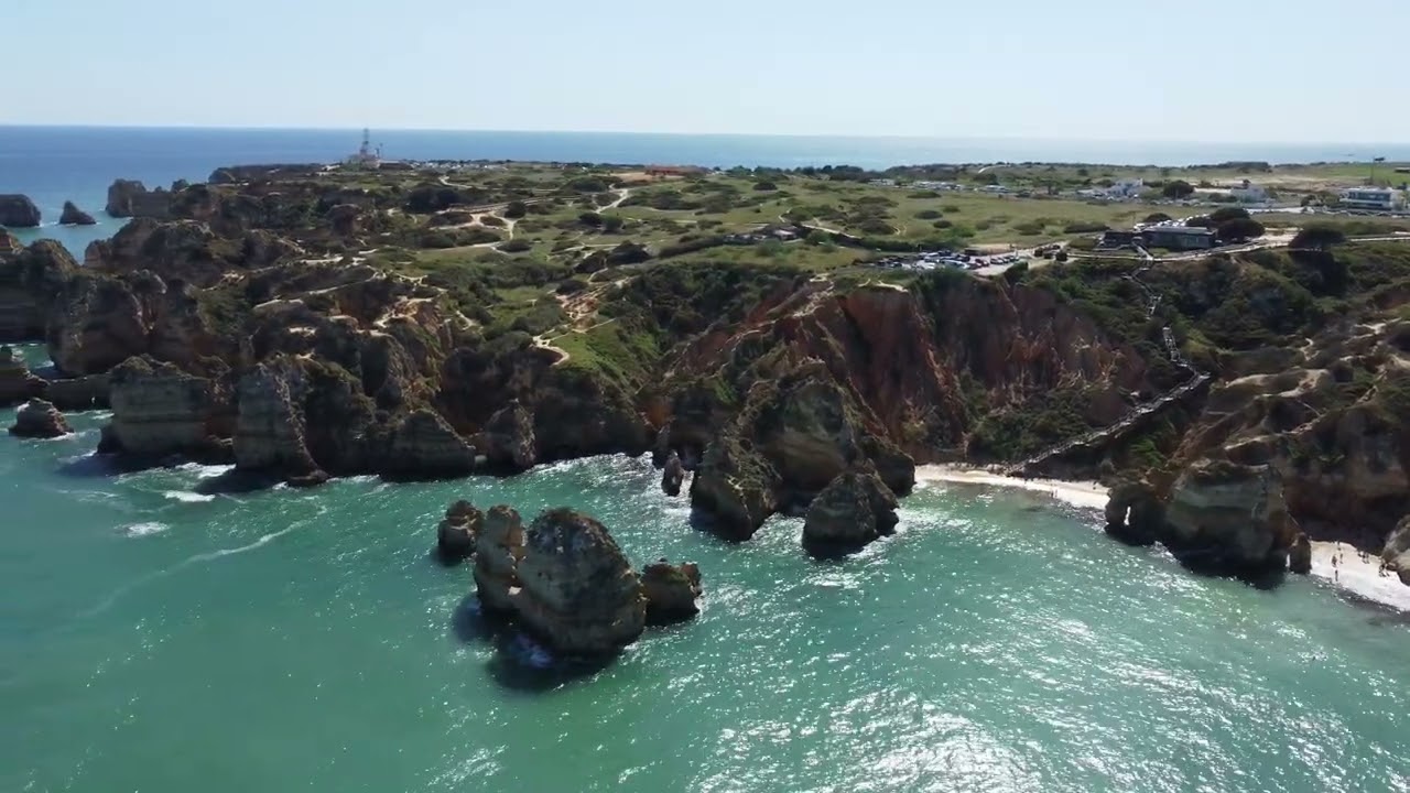 Discover the captivating aerial vistas of Praia da Dona Ana.