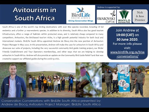 Conservation Conversations: Andrew de Blocq - Avitourism in South Africa (30 June 2020)