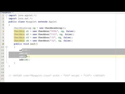 CheckboxGroup in Java Applet Hindi
