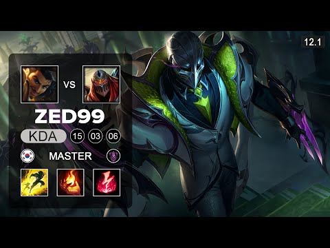 ZED99 Zed Mid vs Akshan - KR Master - Season 12 Patch 12.1