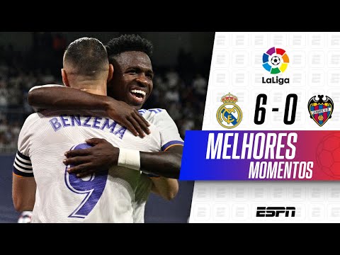 VINICIUS JR. ANOTA HAT-TRICK, RODRYGO MARCA, E REAL MADRID MASSACRA LEVANTE EM LALIGA