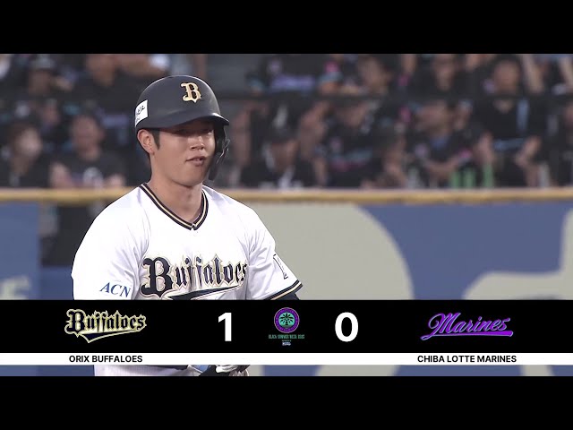 【4回表】先制点!! バファローズ・太田椋 センターの頭上を越えるタイムリー2ベース!! 2025年8月11日 千葉ロッテマリーンズ 対 オリックス・バファローズ