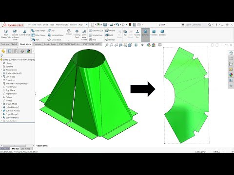 Solidworks sheet metal tutorial calculate hopper in flat for...