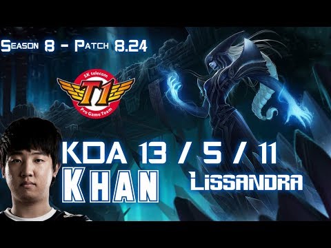SKT T1 Khan LISSANDRA vs IRELIA Mid - Patch 8.24 KR Ranked