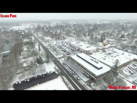 Island Park - Mount Pleasant Michigan - Winter Storm 2023 - Drone Footage