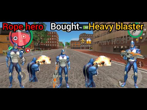 Rope hero bought new heavy blaster gun 😱🔫 Rope hero vice town 🥰💞