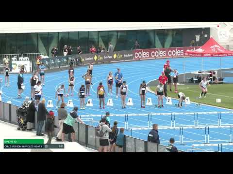 U13 Girls 80m Hurdles Heat 1: 2022-23 State Combined Events Championships - Saturday