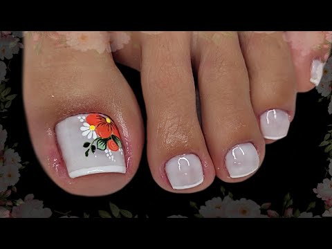 UÑAS DECORADAS CON HERMOSAS FLORES 🌺 PARA PIES 🦶