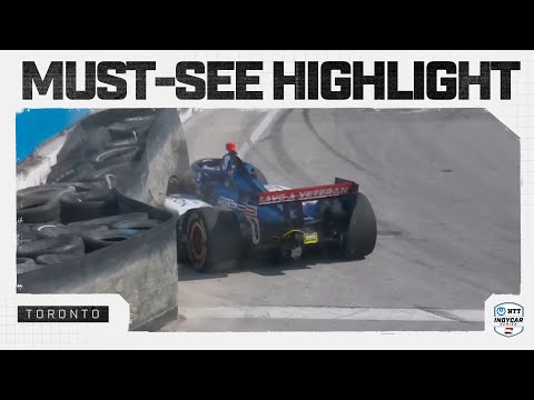 Linus Lundqvist piles into Turn 8 tire barrier at Toronto | INDYCAR