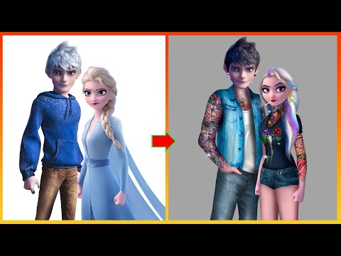 Elsa Frozen And Jack Frost Glow Up Into Bad Boy Bad Girl  - Cartoon World Art