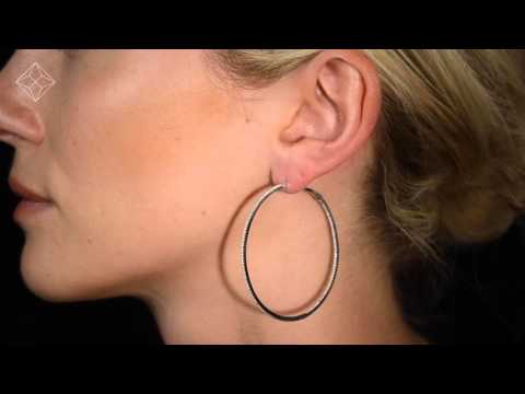 P3480 - Diamond Hoop Earrings 1CT H/Si 18K White Gold