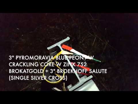 3" Blue Peony w Crackling Core w Zink 752 Brokatgold + 3" Broekhoff Salute