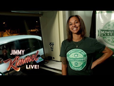 Jimmy Kimmel Interviews People Going Through A Weed Drive-Thru In Vegas