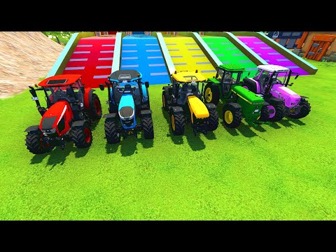 TRANSPORTING COLOR JCB TRACTOR, JOHN DEERE ,CASE, LANDINI, ZETOR,FENDT FARMING SIMULATOR 22