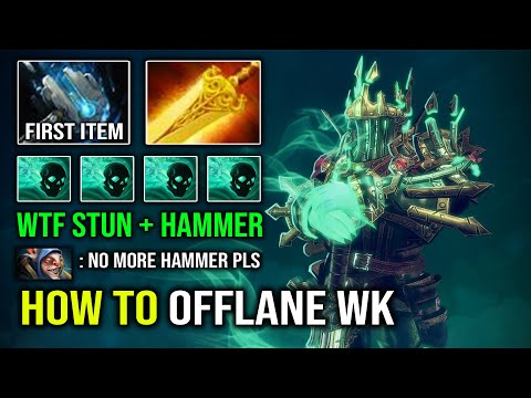 How to Offlane Wraith King in 7.32e with First Item Hammer + Radiance EZ Just Run At Them Dota 2