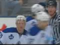 Tim Thomas with a Football Lunge at Jason Blake - Bruins at Leafs - Jan 21 09