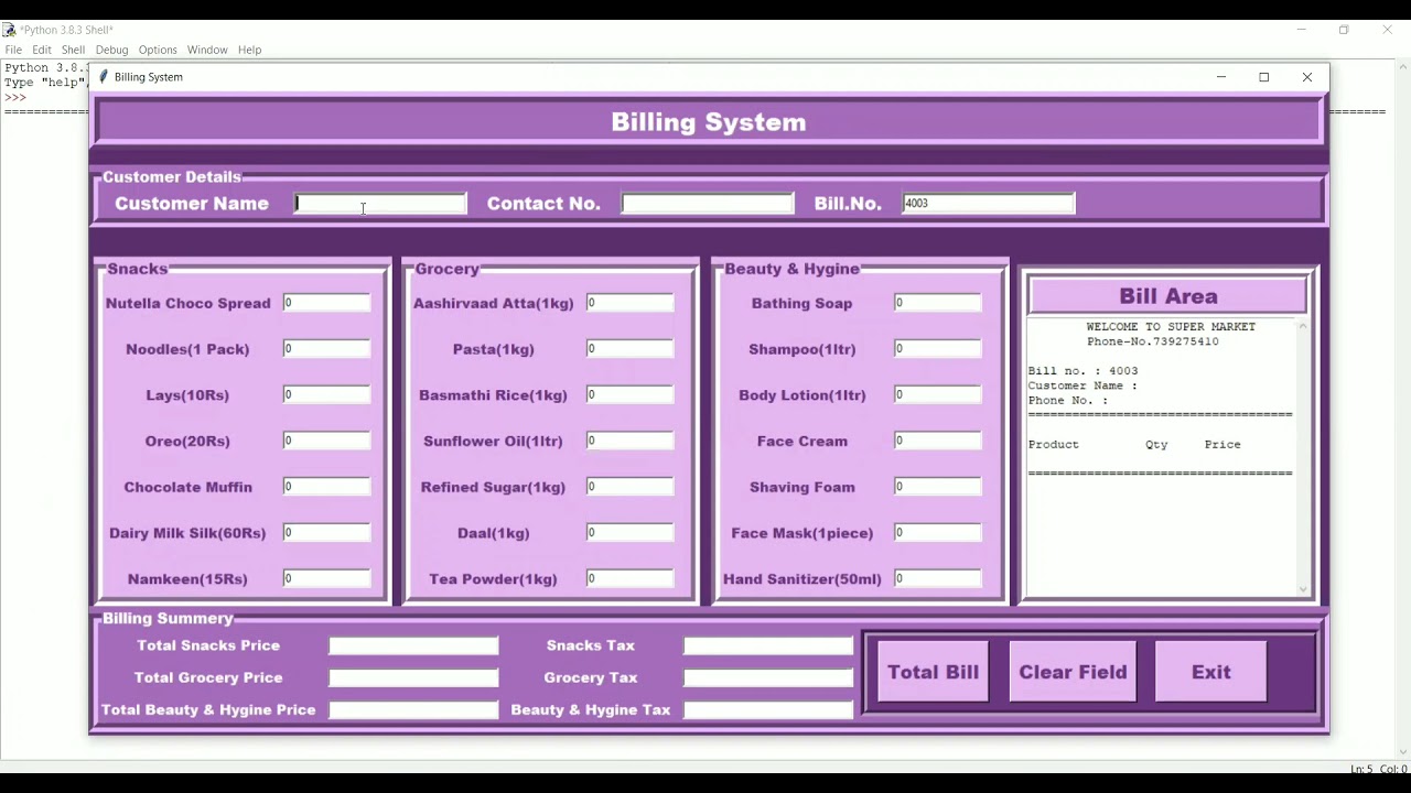 Supermarket Billing System In Python (GUI) || MJ TECHNICAL SOLUTION