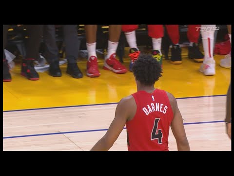 Scottie Barnes Swats Away Klay Thompson - Raptors vs Warriors | 1/27/2023