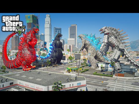 Shin Godzilla, Heisei Godzilla vs. Mechagodzilla, Atomic Godzilla Rematch Battle ( GTA V Mods )